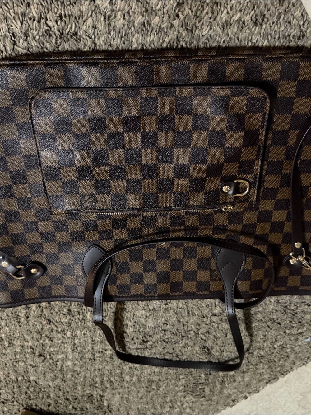 Brown Damier Ebene Checkered Shoulder Bag